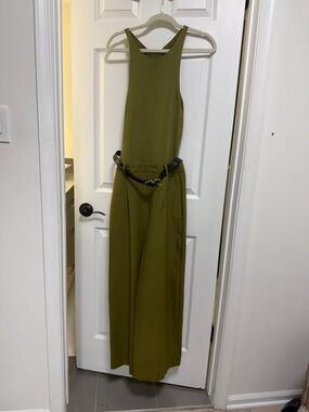 Olive Green Sleeveless Wide-Leg Jumpsuit